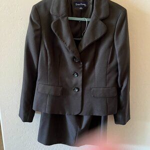 Evan Picone Suit – Women’s Brown Suit with Jacket & Skirt, Size 12